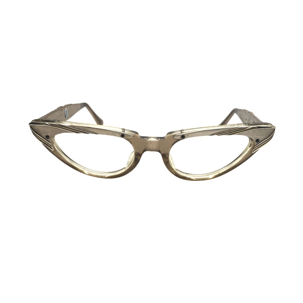 Vintage American Optical aluminum cat eye in brown and silver